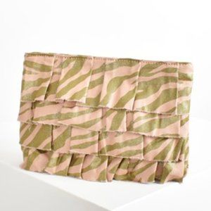 Cute Zebra Pink Green Ruffle Purse Handbag clutch